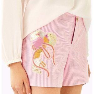 Lilly Pulitzer SZ 0 Callahan Party Women’s Short Pink White Stripe Seersuck NWOT